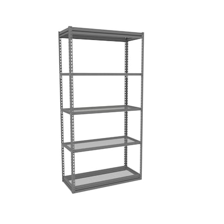 Tennsco Z-Line Shelving W/Five Perf. Shlvs, Boltless, 42"Wx18"Dx84"H, Starter, Gry ZM7-4218S-5PD-MGY